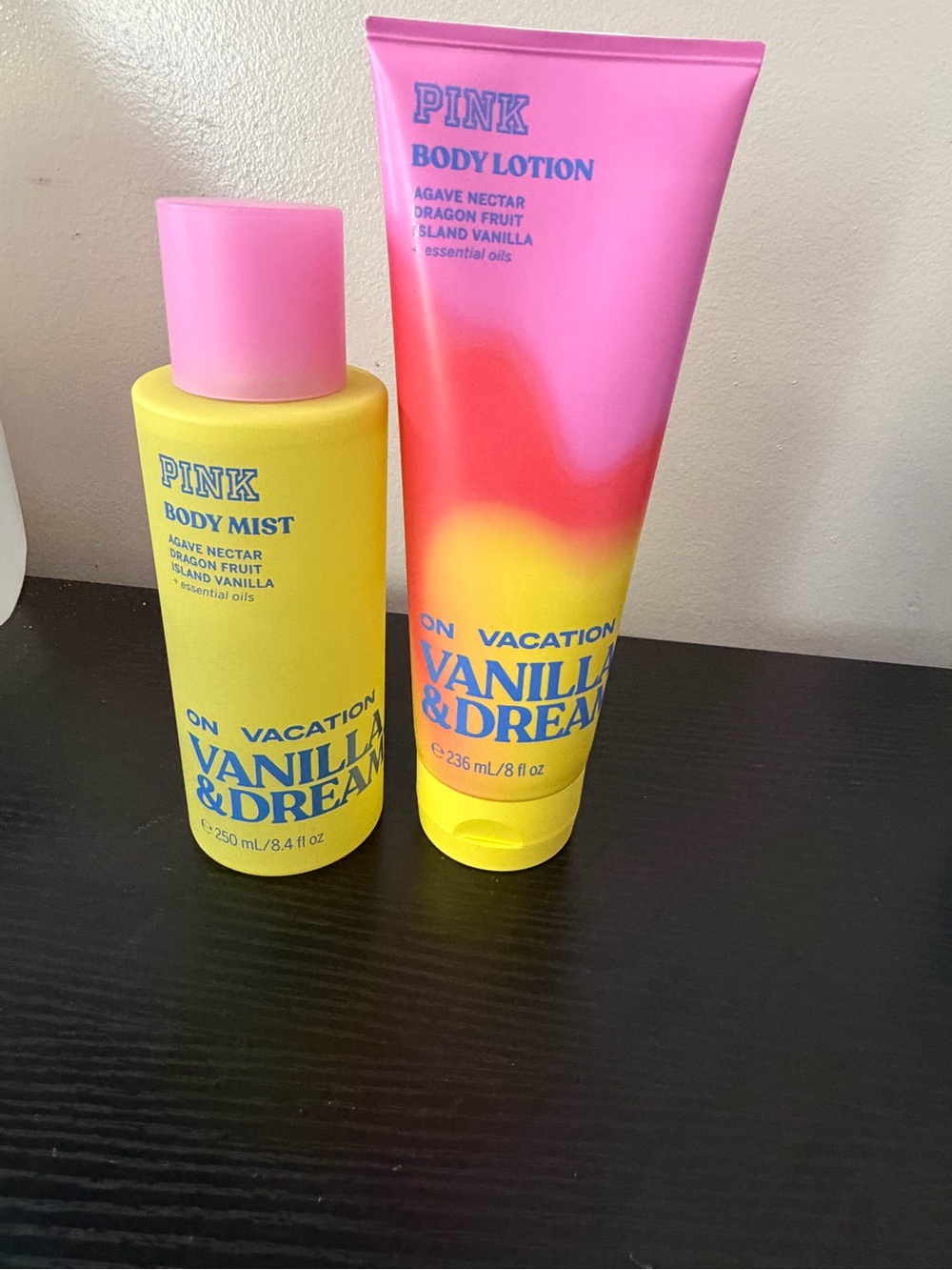 PINK Victoria's Secret Vanilla & Dream Body Lotion and Mist — Pink and Yellow